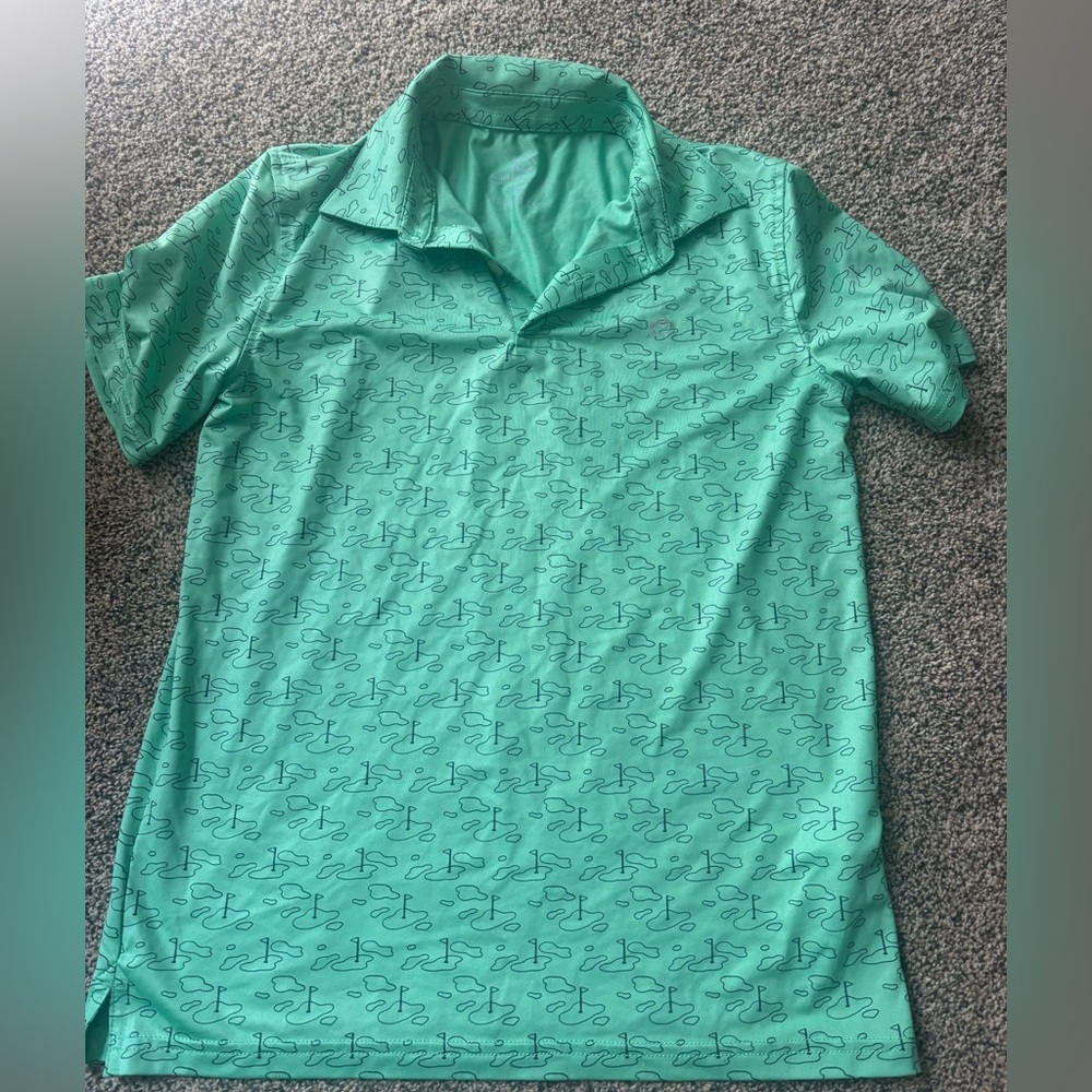 Southern Tide Boys Mint Green Polo with All-Over Golf print